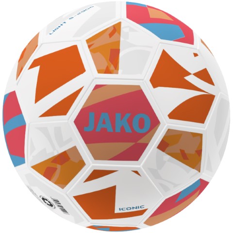 Piłka treningowa ICONIC light 1 Lightball ICONIC firmy JAKO to idealna piłka treningowa dla wszystkich, którzy cenią sobie lekkość i doskonałą kontrolę. Dzięki innowacyjnej technologii hybrydowej piłka ta łączy w sobie najlepsze cechy paneli szytych maszynowo i klejonych, co czyni ją wyjątkowo wytrzymałą i trwałą. Konstrukcja z 32 panelami zapewnia precyzyjną trajektorię lotu i doskonałe wrażenia z gry, a owinięta gumowa pęcherzyk gwarantuje równomierny nacisk i stabilność.